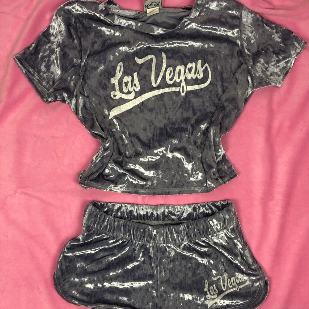 Las Vegas Gray Velvet Pajama Set